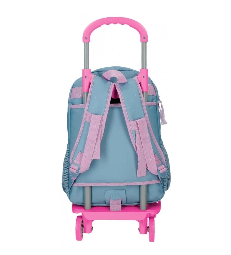 Mochila Escolar Roll Road Peace con carro 40 cm azul, rosa