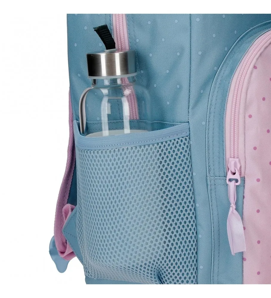 Mochila Escolar Roll Road Peace con carro 40 cm azul, rosa