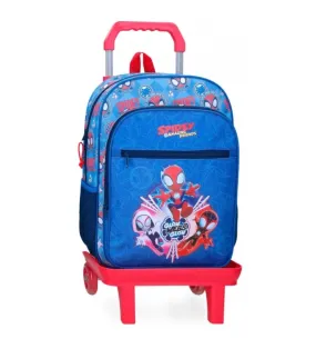 Mochila escolar Spidey Power of 3 38 cm con carro azul