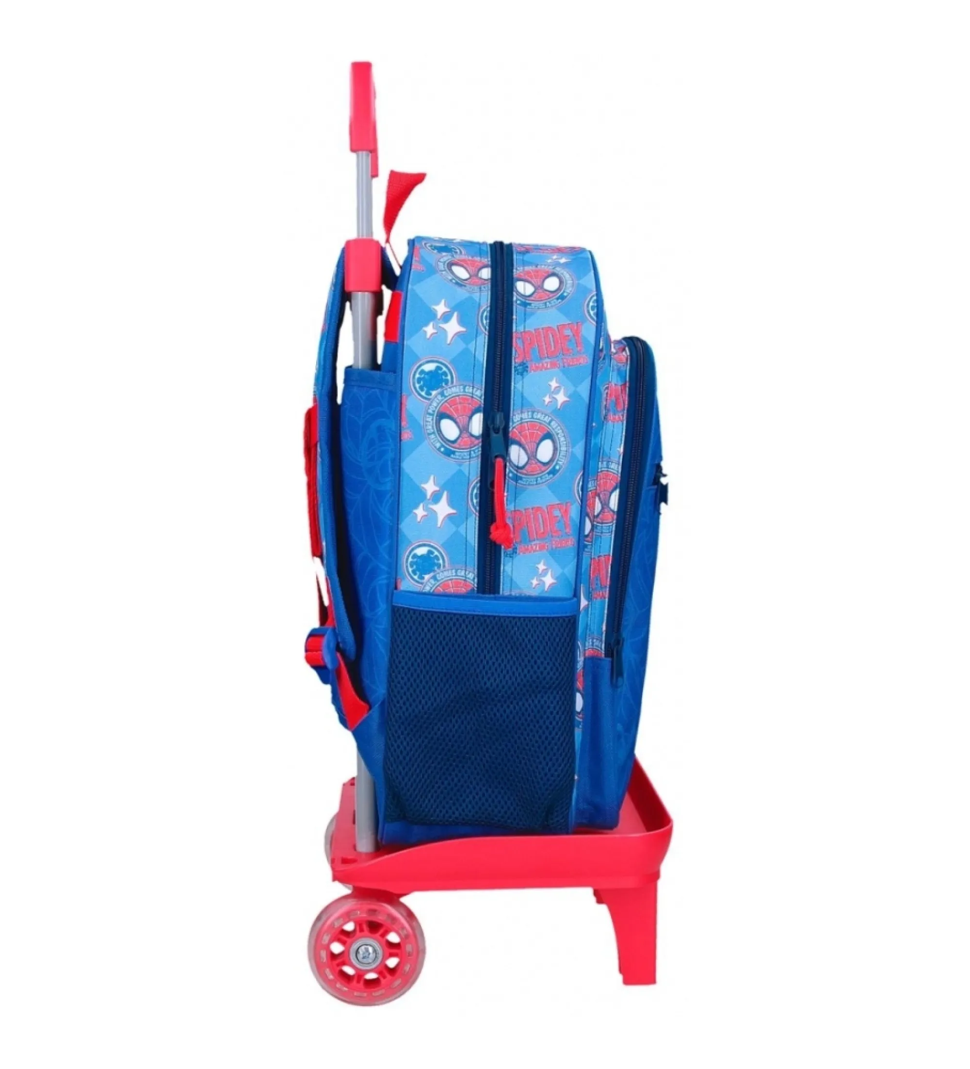 Mochila escolar Spidey Power of 3 38 cm con carro azul