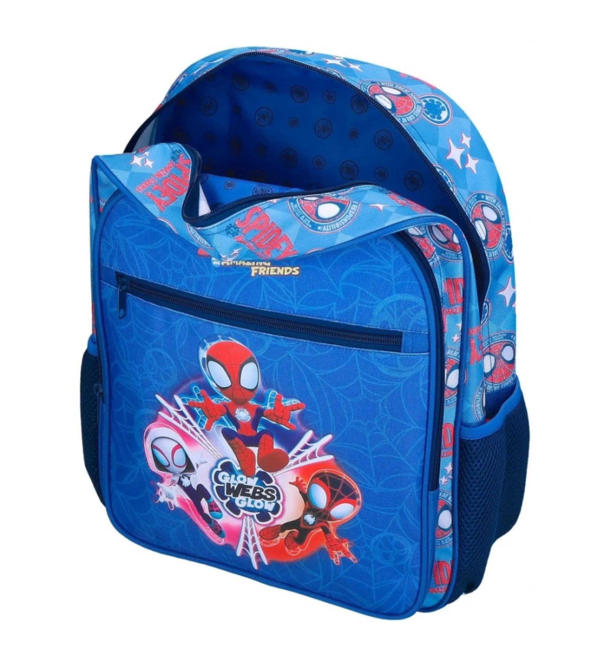 Mochila escolar Spidey Power of 3 38 cm con carro azul