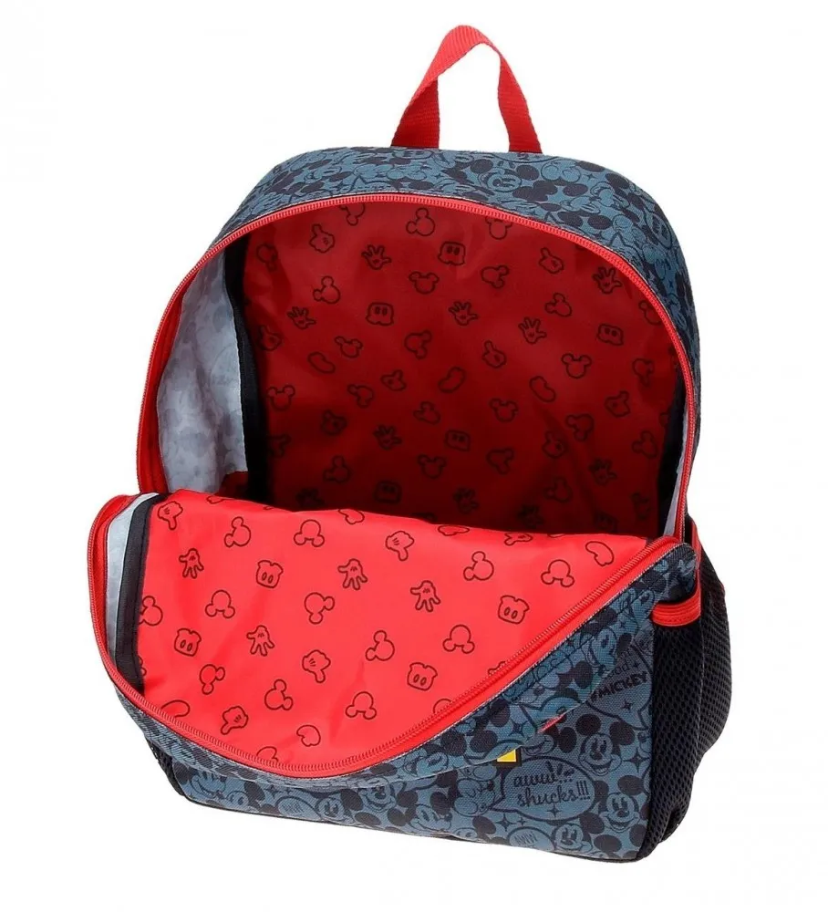 Mochila Mickey Get Moving 33cm con Carro rojo, azul -25x32x12cm-