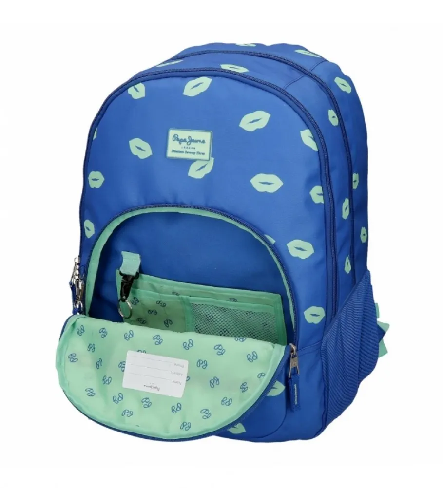 Mochila Pepe Jeans Ruth Doble Cremallera con Carro -32x44x22cm- Azul