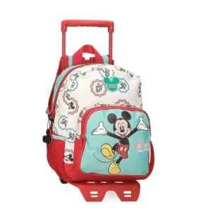 Mochila preescolar Mickey Best friends together con carro multicolor