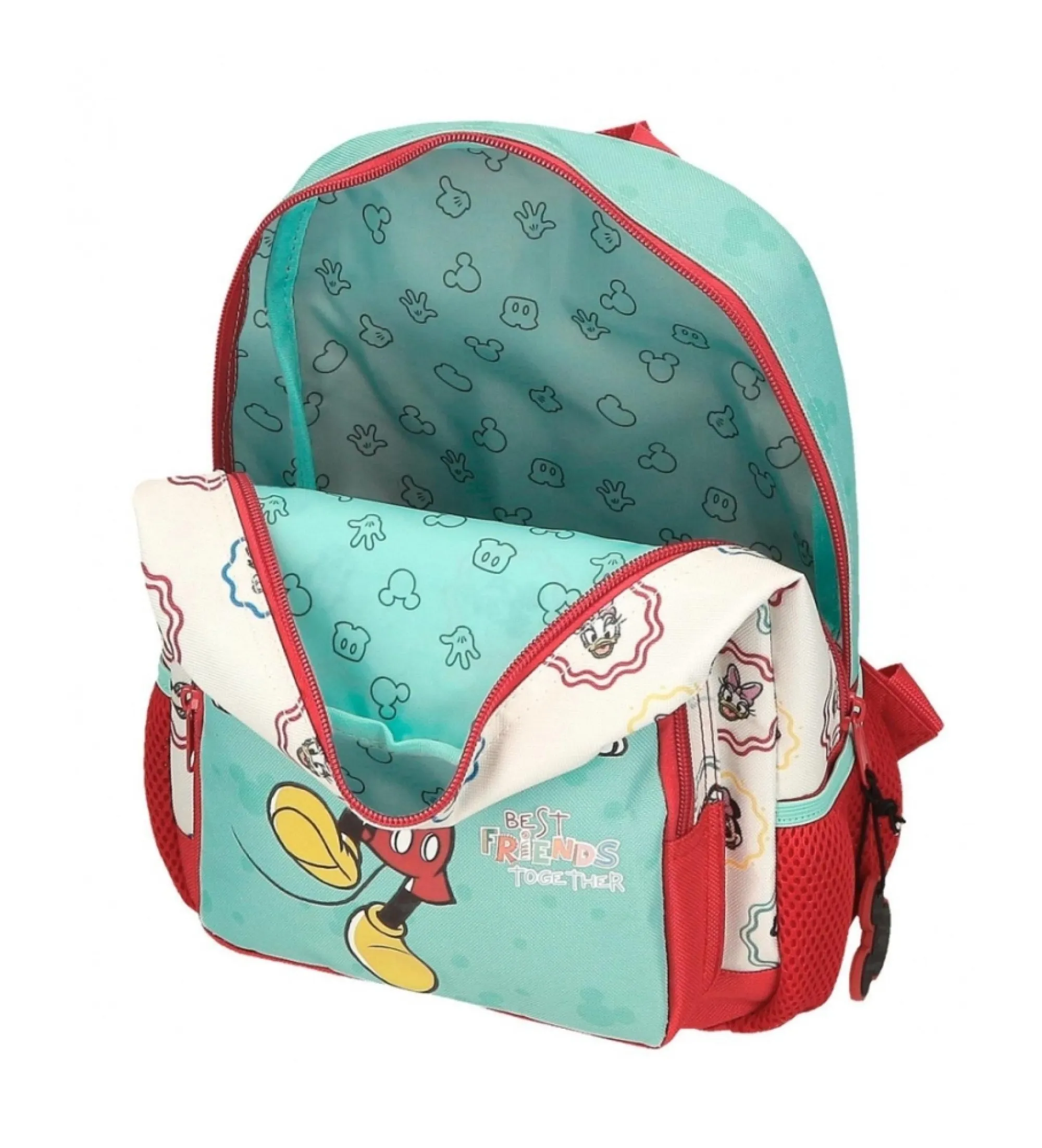 Mochila preescolar Mickey Best friends together con carro multicolor