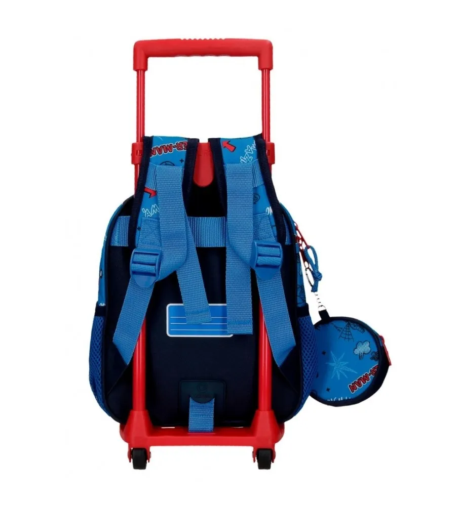 Mochila Preescolar Spiderman Totally awesome con carro azul