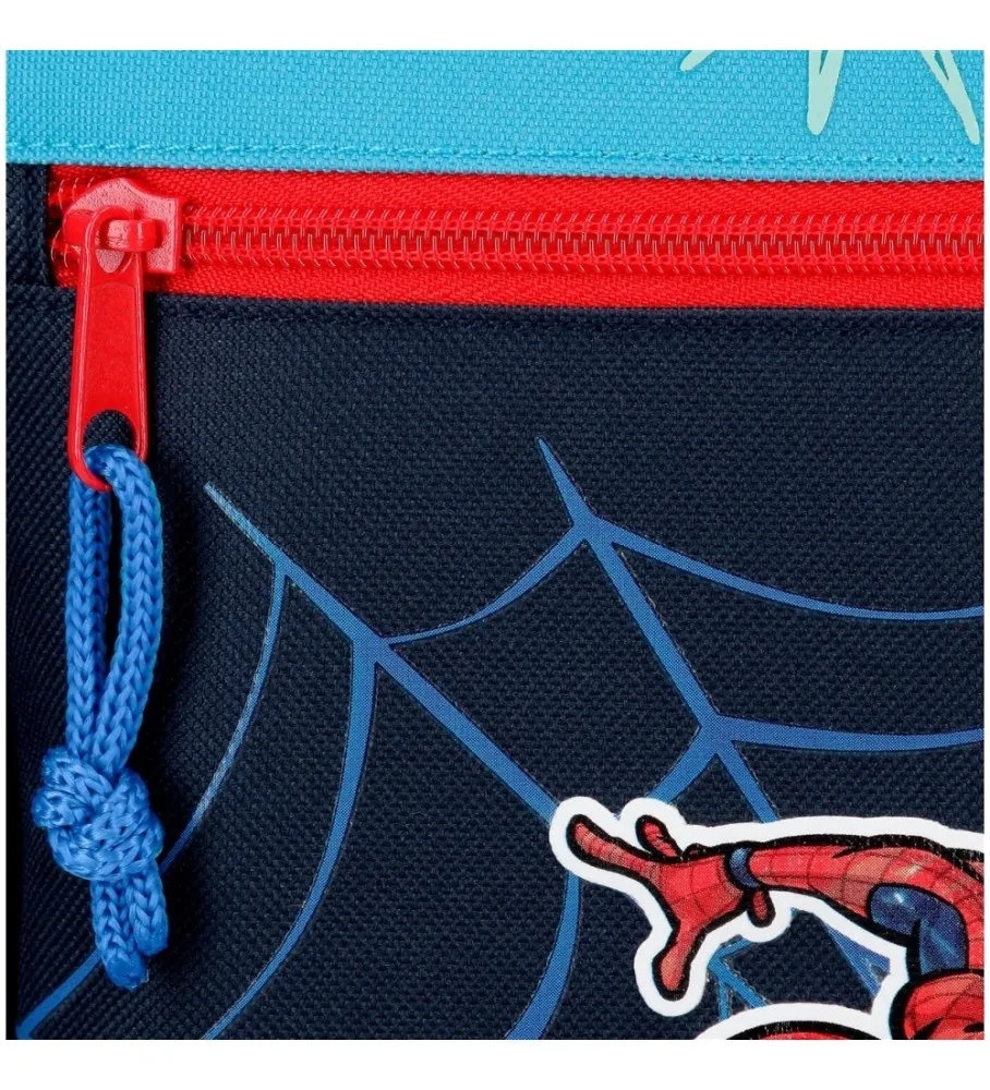 Mochila Preescolar Spiderman Totally awesome con carro azul