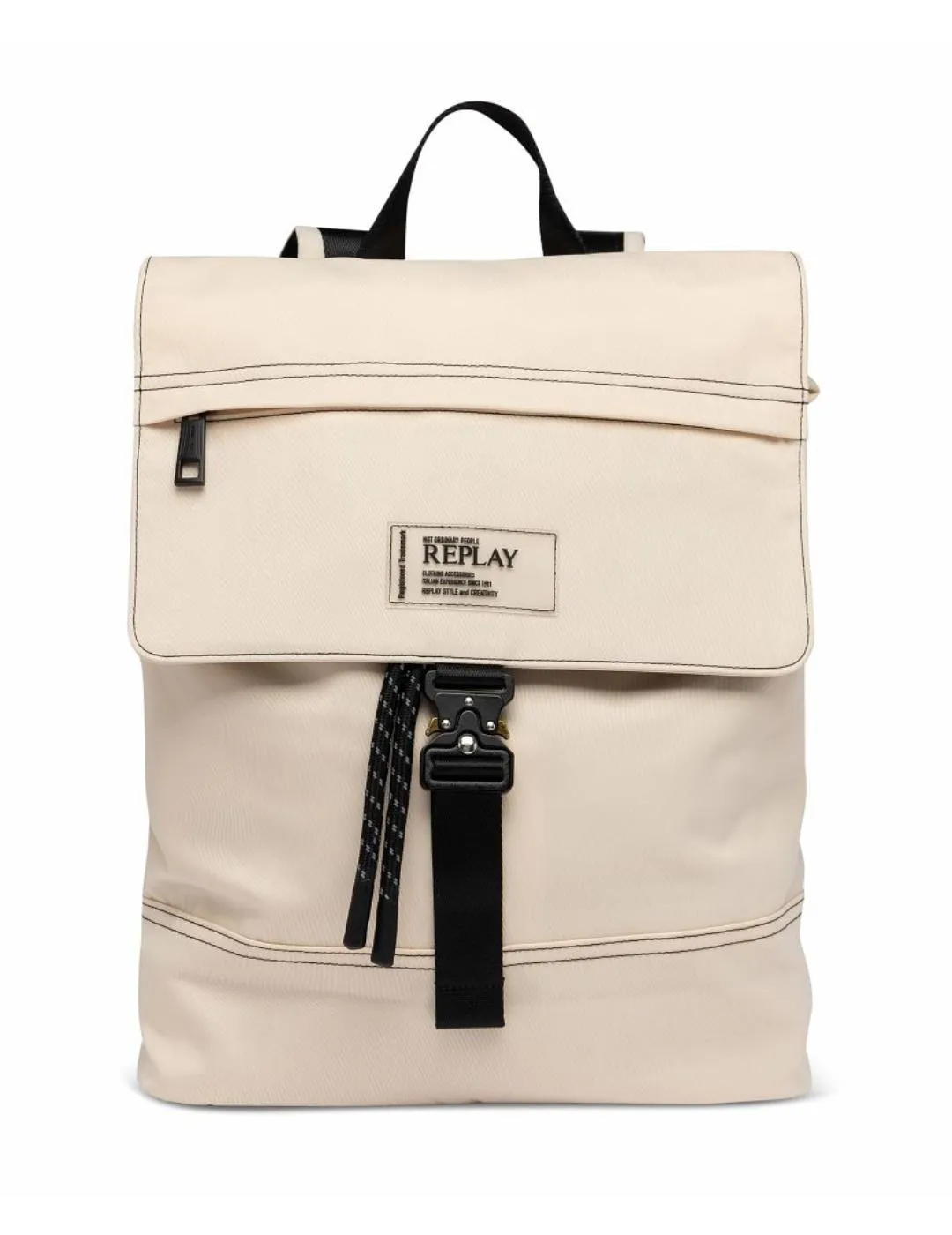 Mochila Replay beige de sarga cierre solapa unisex