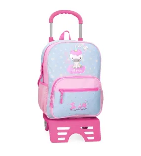 Mochila Roll Road I am a unicorn 38 cm con carro azul