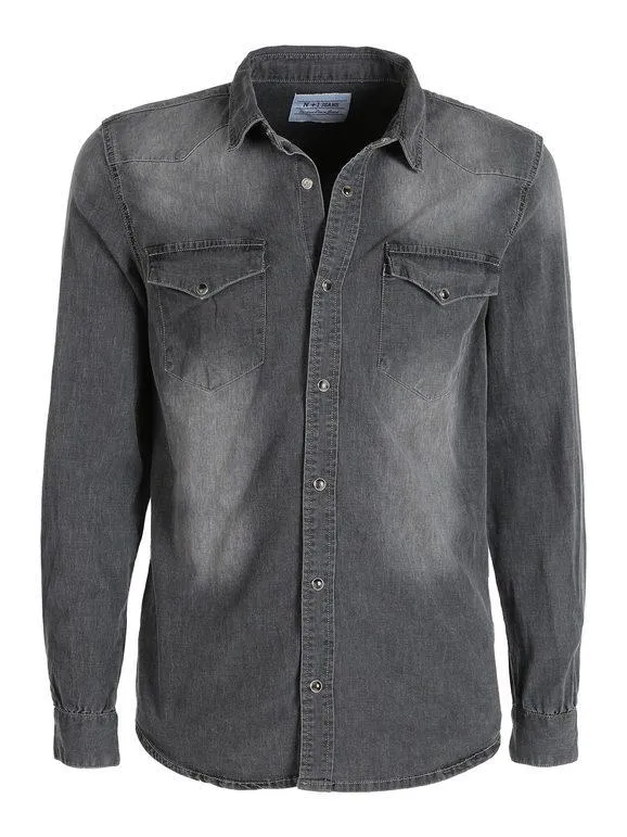 N+1 Jeans Camisa vaquera negra para hombre