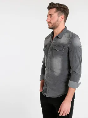 N+1 Jeans Camisa vaquera negra para hombre