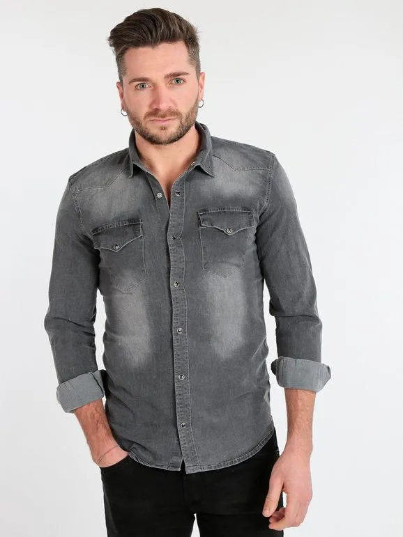 N+1 Jeans Camisa vaquera negra para hombre