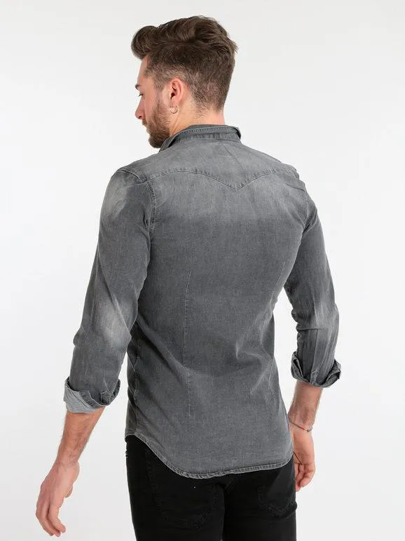 N+1 Jeans Camisa vaquera negra para hombre