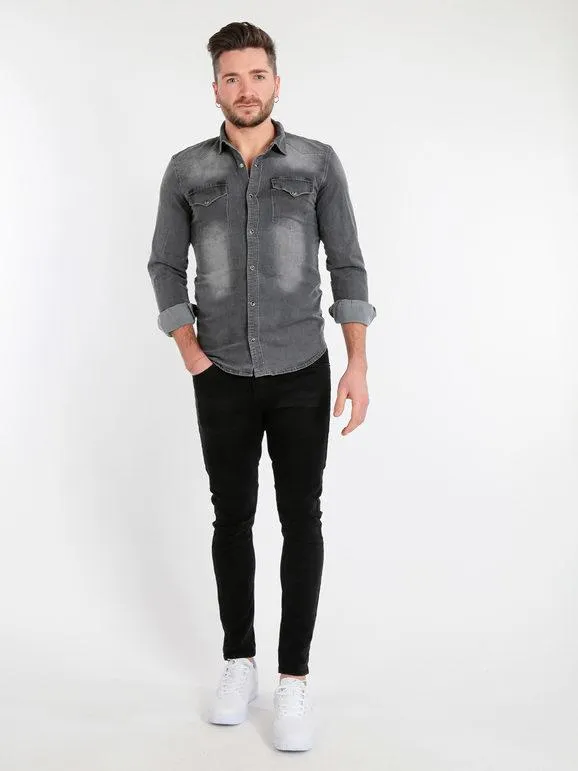 N+1 Jeans Camisa vaquera negra para hombre