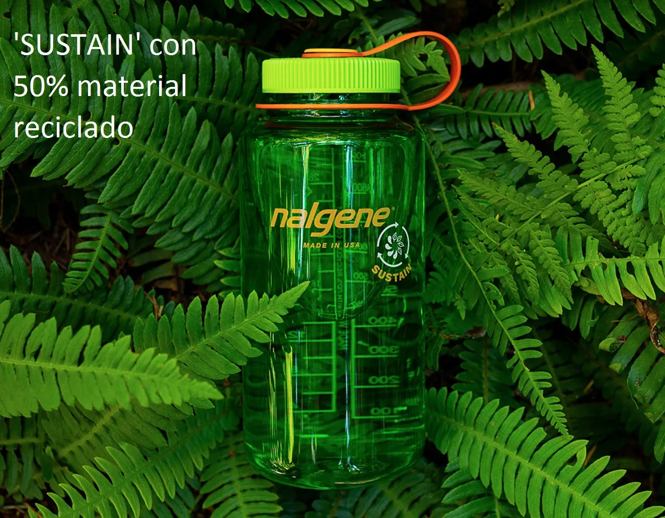 Nalgene Boca Ancha 1LT 32oz WM Pomegranate 'SUSTAIN' con 50% material reciclado