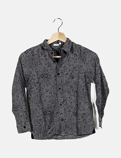 Name it Camisa gris oscura estampada