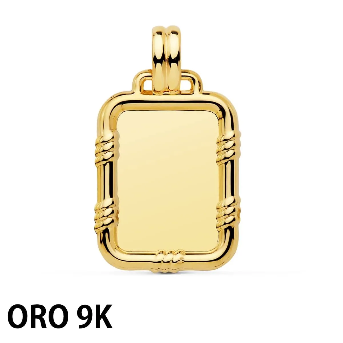 Oro 9k colgante placa rectangular