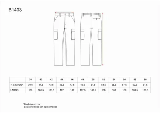 Pantalón Elástico en cintura, multibolsillos Azulina