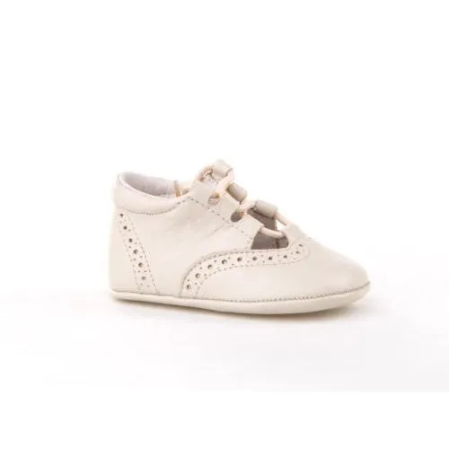 Patuco De Piel Beige De Bebé Niña Angelitos 22690-15 (tallas De 15 A 19)