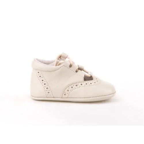 Patuco De Piel Beige De Bebé Niña Angelitos 22690-15 (tallas De 15 A 19)