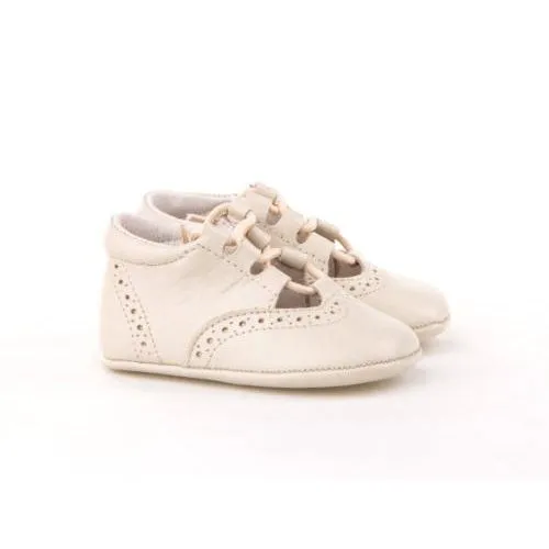 Patuco De Piel Beige De Bebé Niña Angelitos 22690-15 (tallas De 15 A 19)