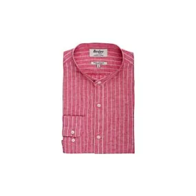 Red Chambray & White trim cotton linen shirt - ELRIC