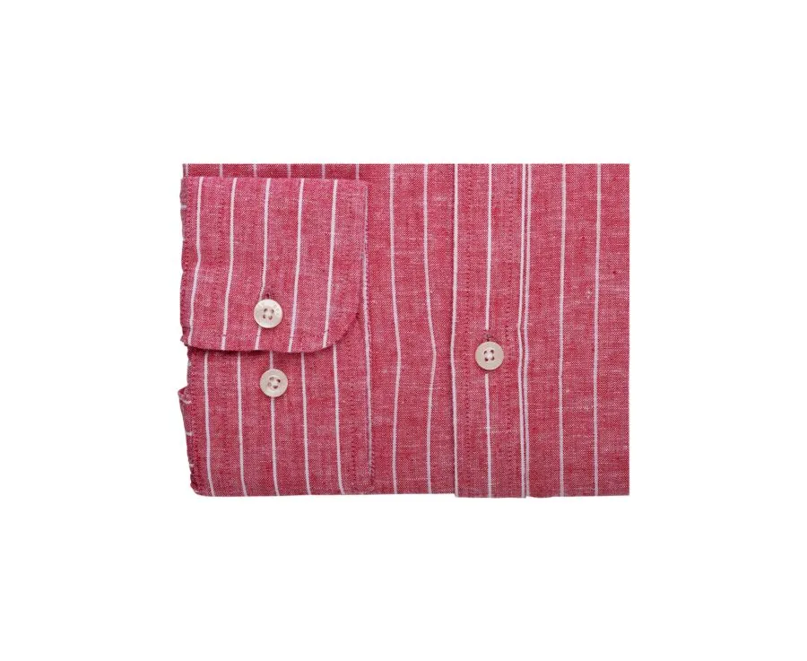 Red Chambray & White trim cotton linen shirt - ELRIC