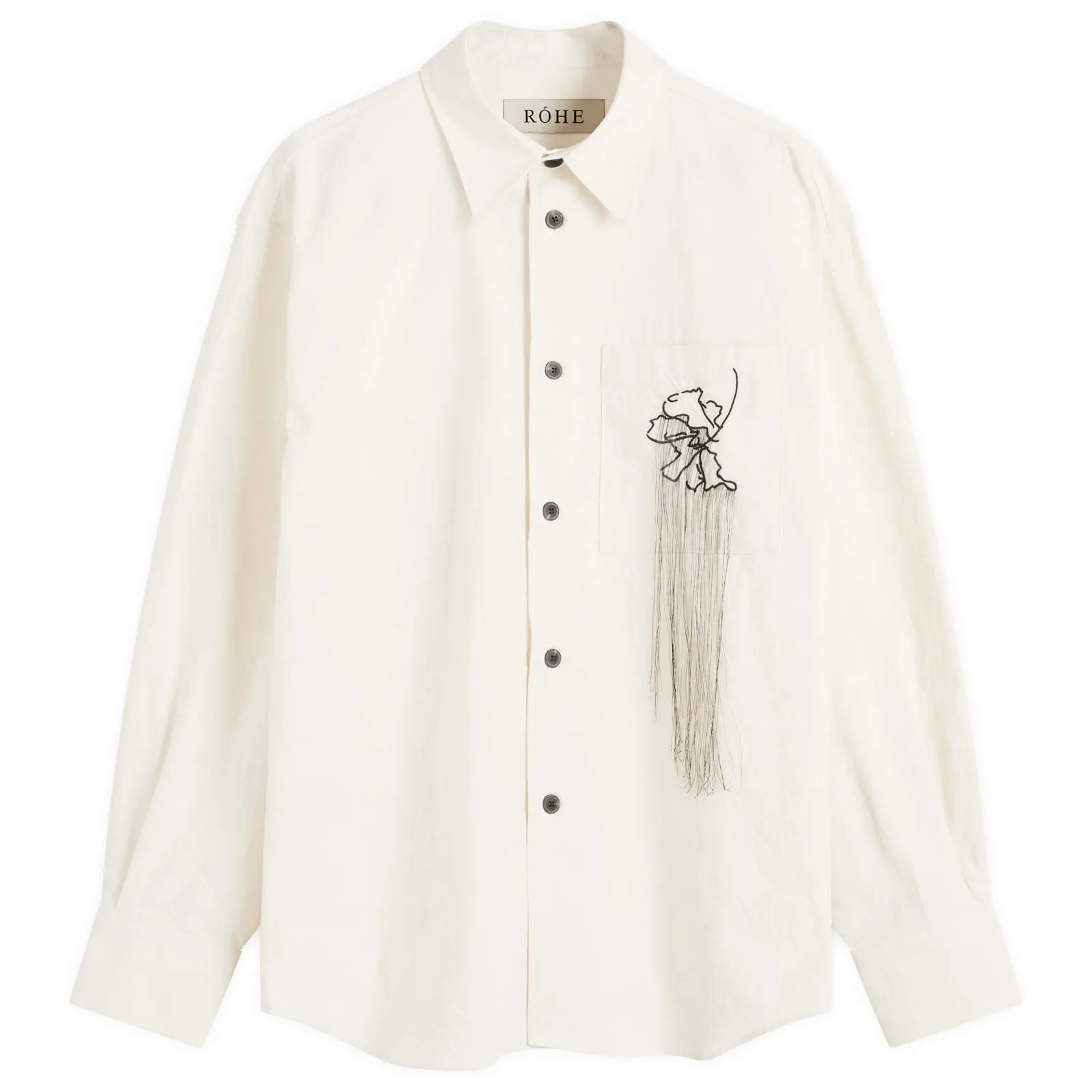 Róhe Embroidered Long Sleeve Shirt Natural