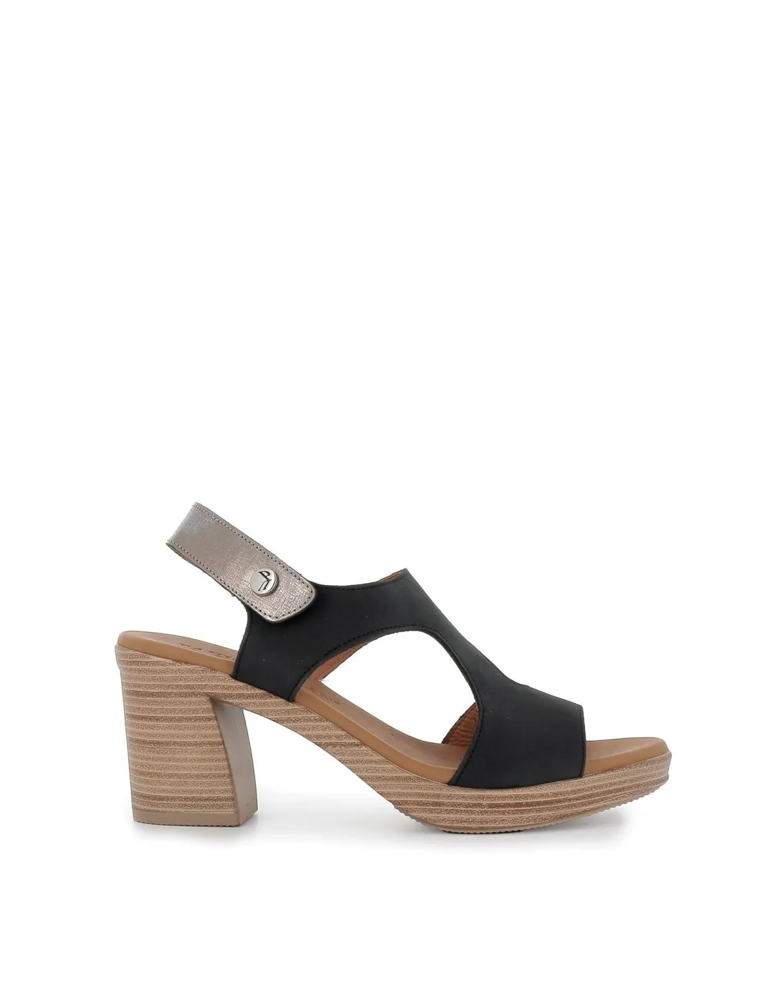 Sandalia piel negro plantilla gel tacón alto mujer Paula urban