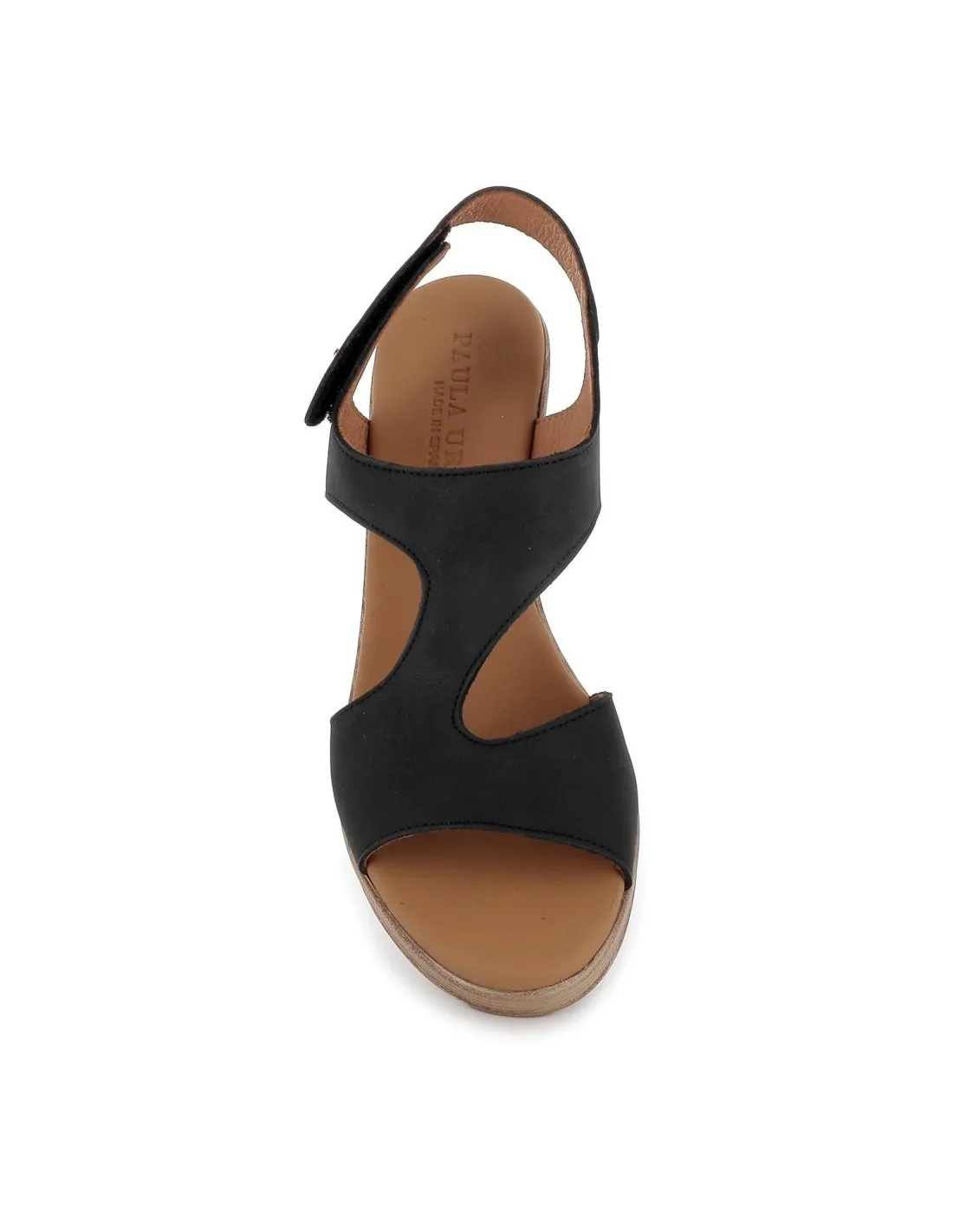 Sandalia piel negro plantilla gel tacón alto mujer Paula urban