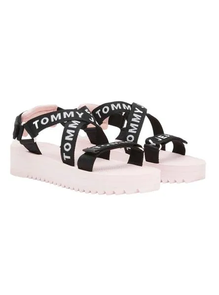 Sandalias Tommy Jeans Logo Rosa para Mujer