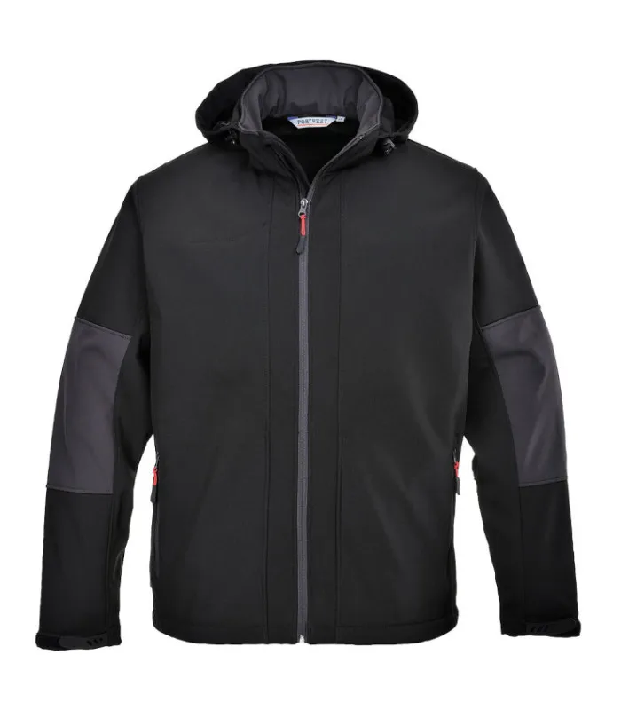 Softshell para lluvia con capucha, de bolsillo inferior y cremalleras impermeables (3 capas) PORTWEST TK53