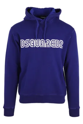 Sudadera azul con capucha y logo gráfico blanco