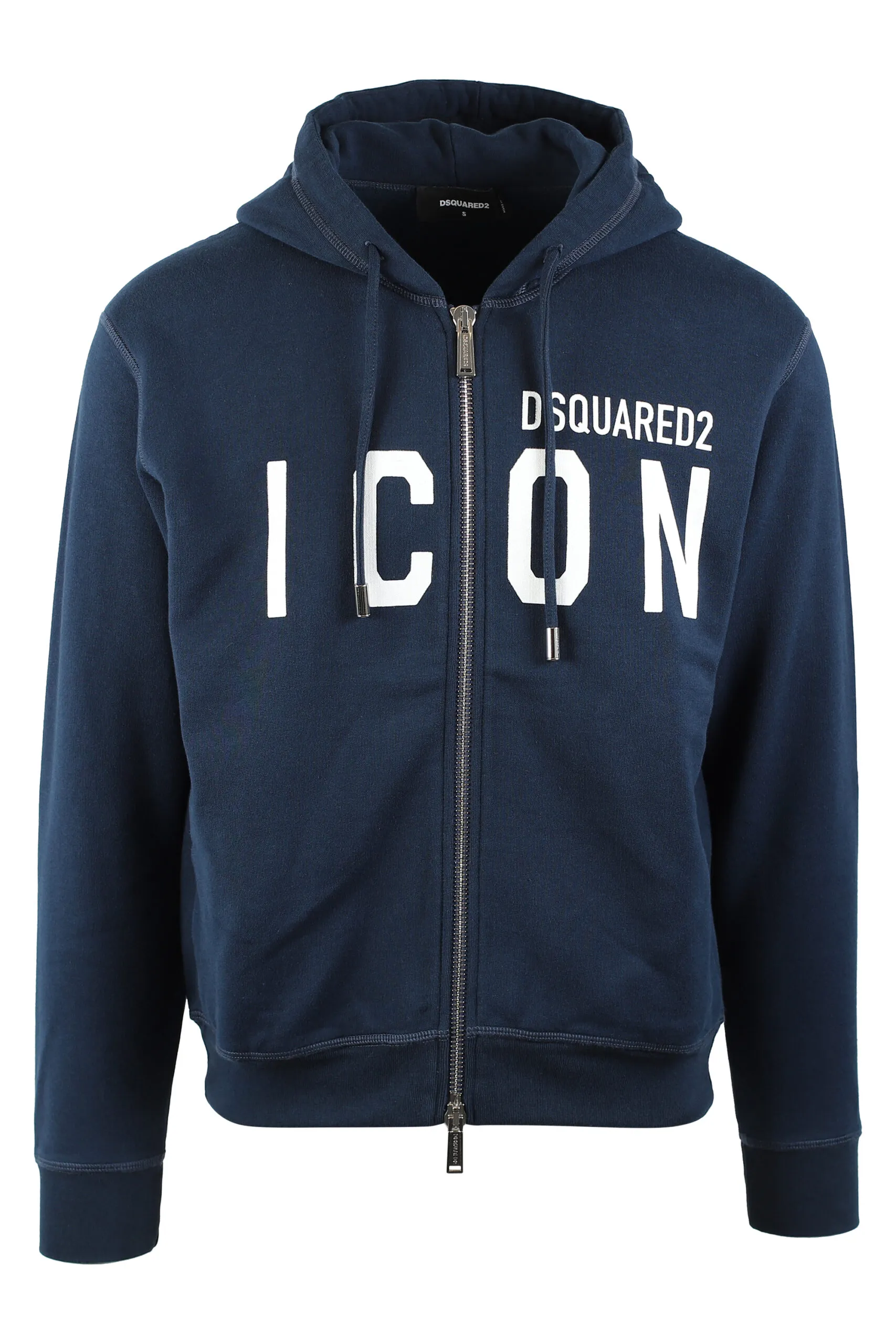 Sudadera azul oscuro con capucha y cremallera doble logo 