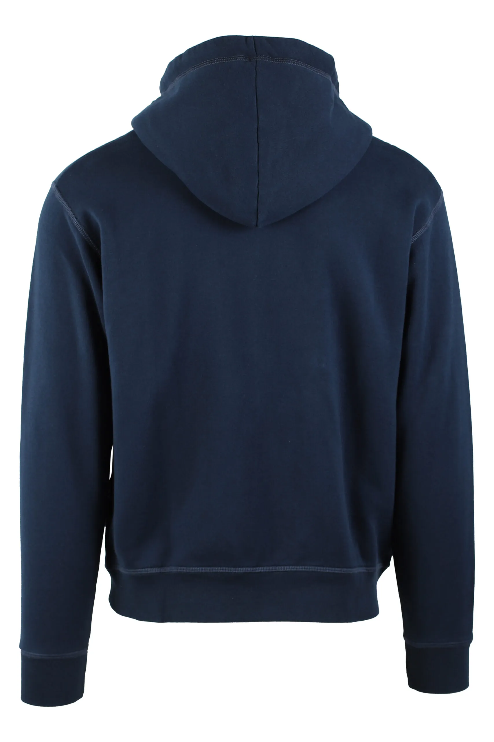 Sudadera azul oscuro con capucha y cremallera doble logo 