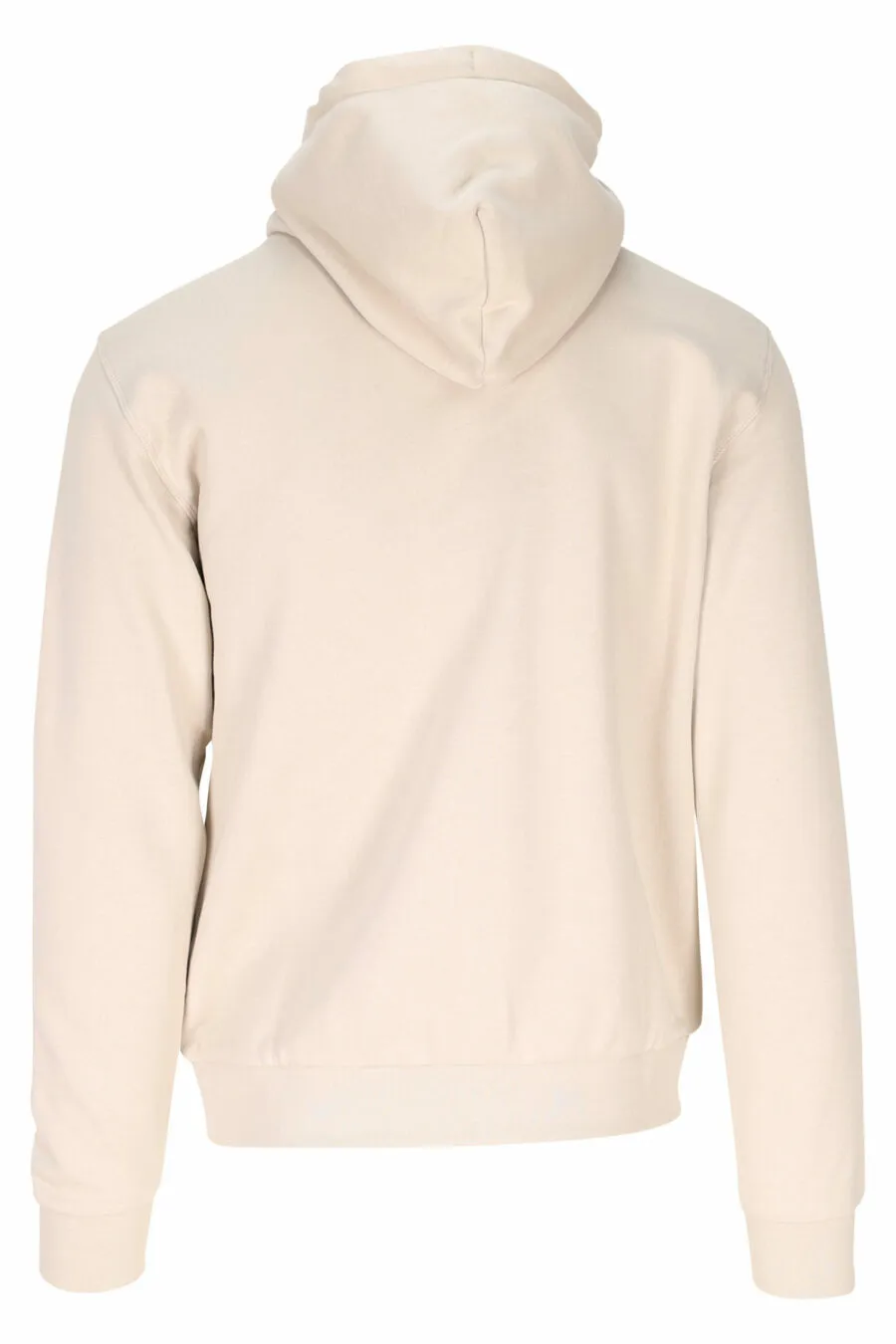 Sudadera beige con capucha y cremallera y minilogo etiqueta 