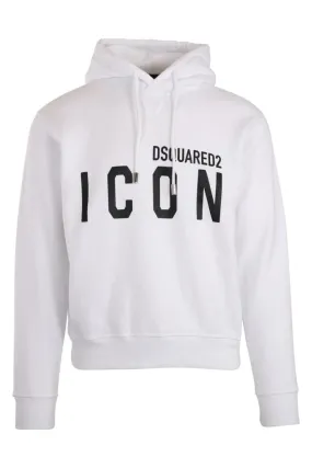 Sudadera blanca con capucha y logo icon