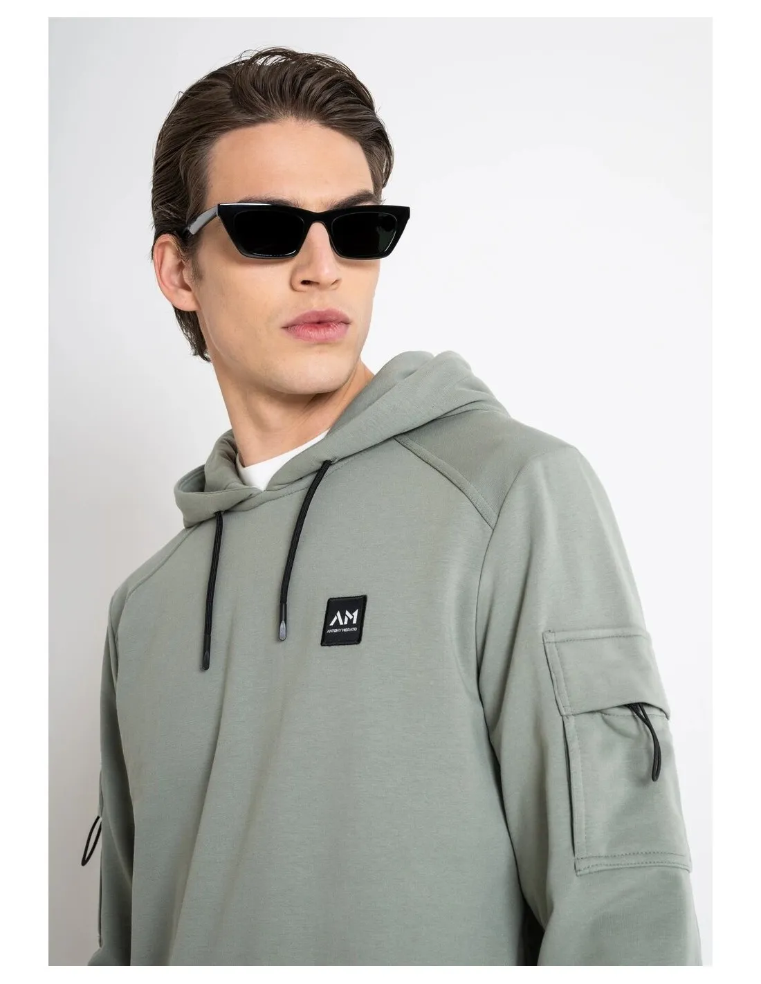 Sudadera de corte regular en tela elástica con aplicación del logotipo de Antony Morato