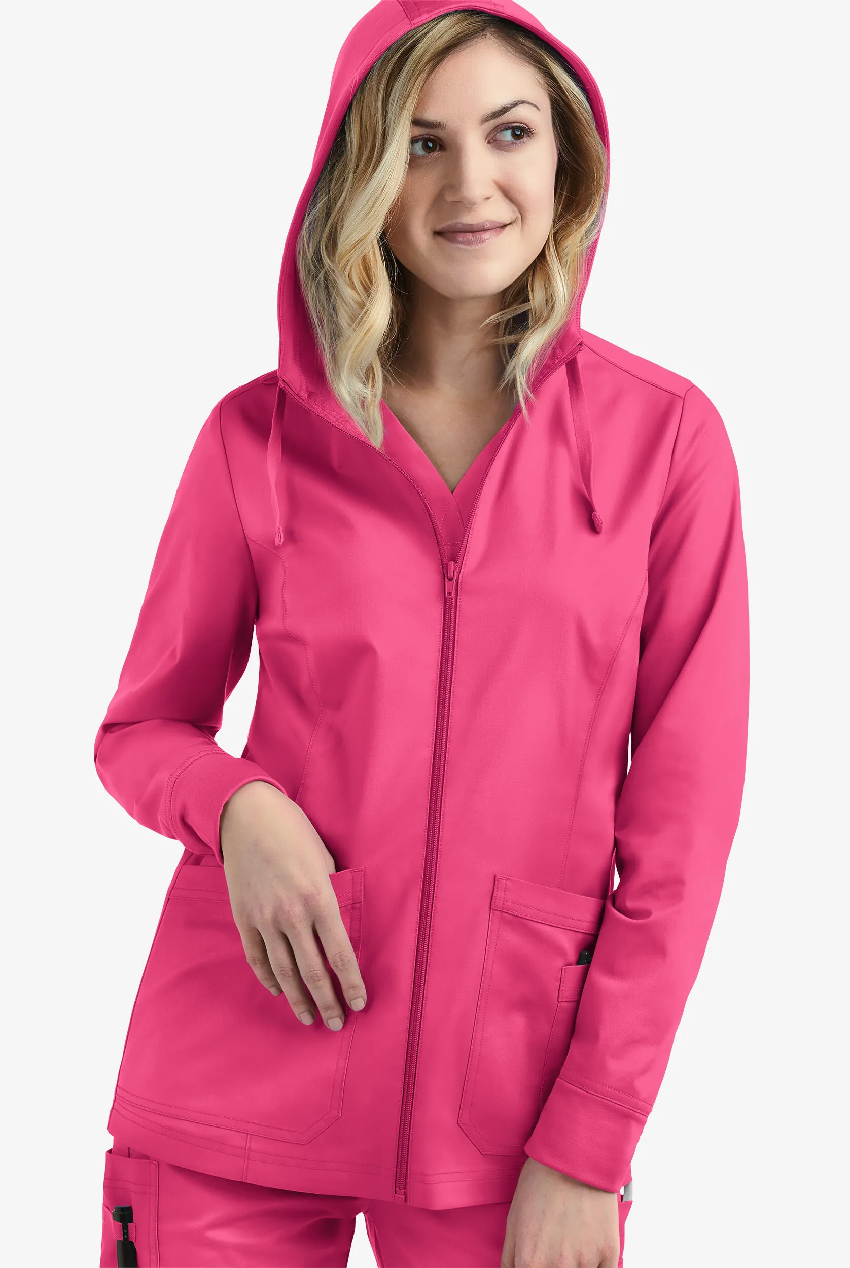 Sudadera médica UA Butter-Soft STRETCH con cremallera y capucha para mujer