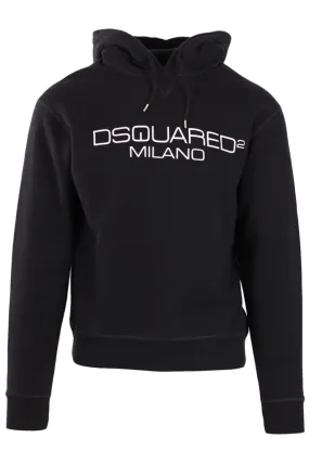 Sudadera negra con capucha y maxilogo milano