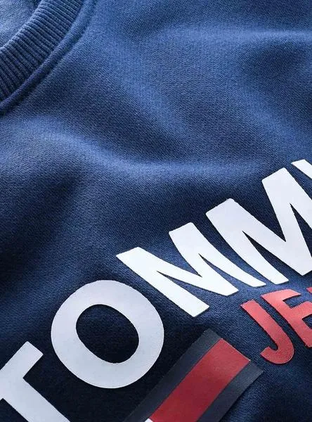 sudadera tommy jeans corp logo azul para hombre