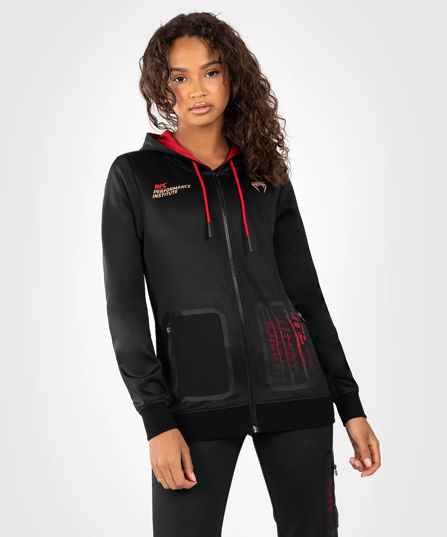 UFC Venum Performance Institute 2.0 Sudadera con Capucha para Mujer - Negro/Rojo