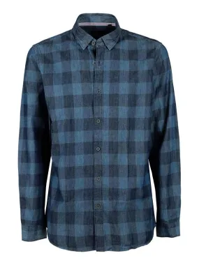 Warren Webber Camisa de hombre de cuadros con efecto jeans