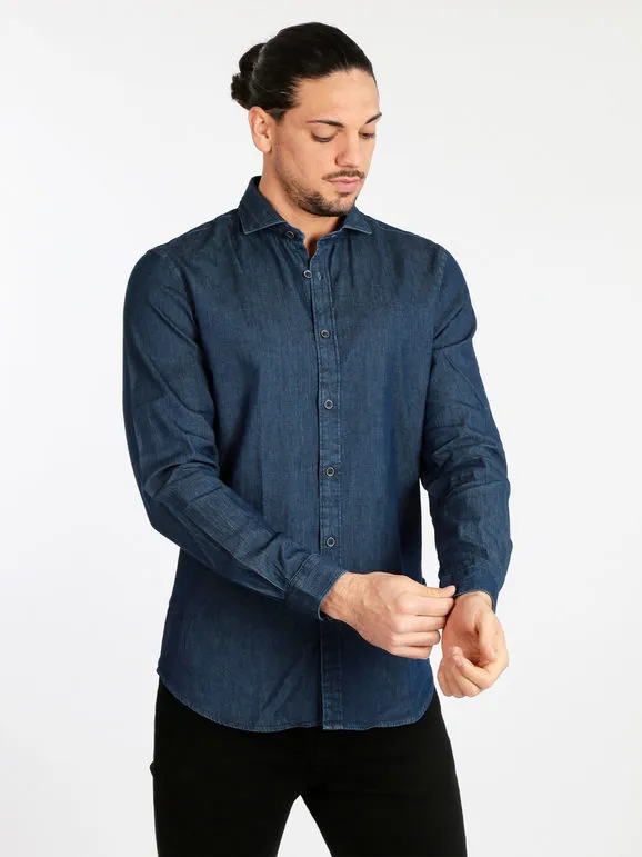 Warren Webber Camisa de hombre en algodón efecto jeans