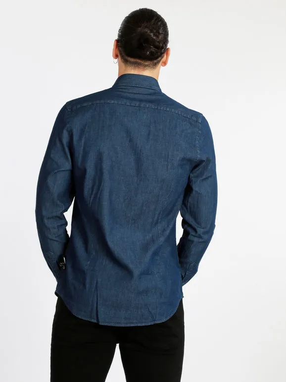 Warren Webber Camisa de hombre en algodón efecto jeans