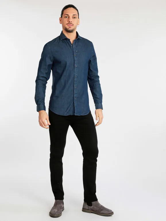 Warren Webber Camisa de hombre en algodón efecto jeans