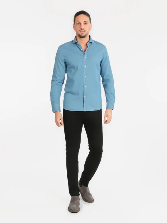 Warren Webber Camisa de hombre slim fit en algodón efecto jeans