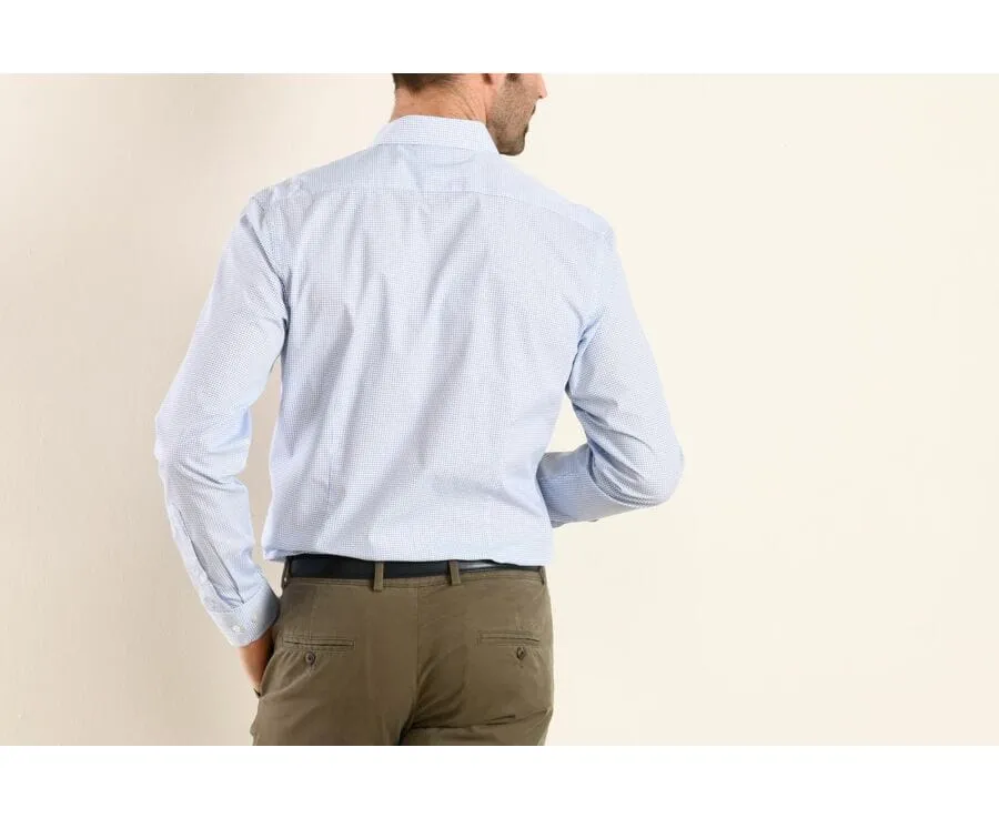 White printed shirt - blue patterns - Straight collar - THOMASSIN