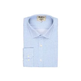 White printed shirt - blue patterns - Straight collar - THOMASSIN