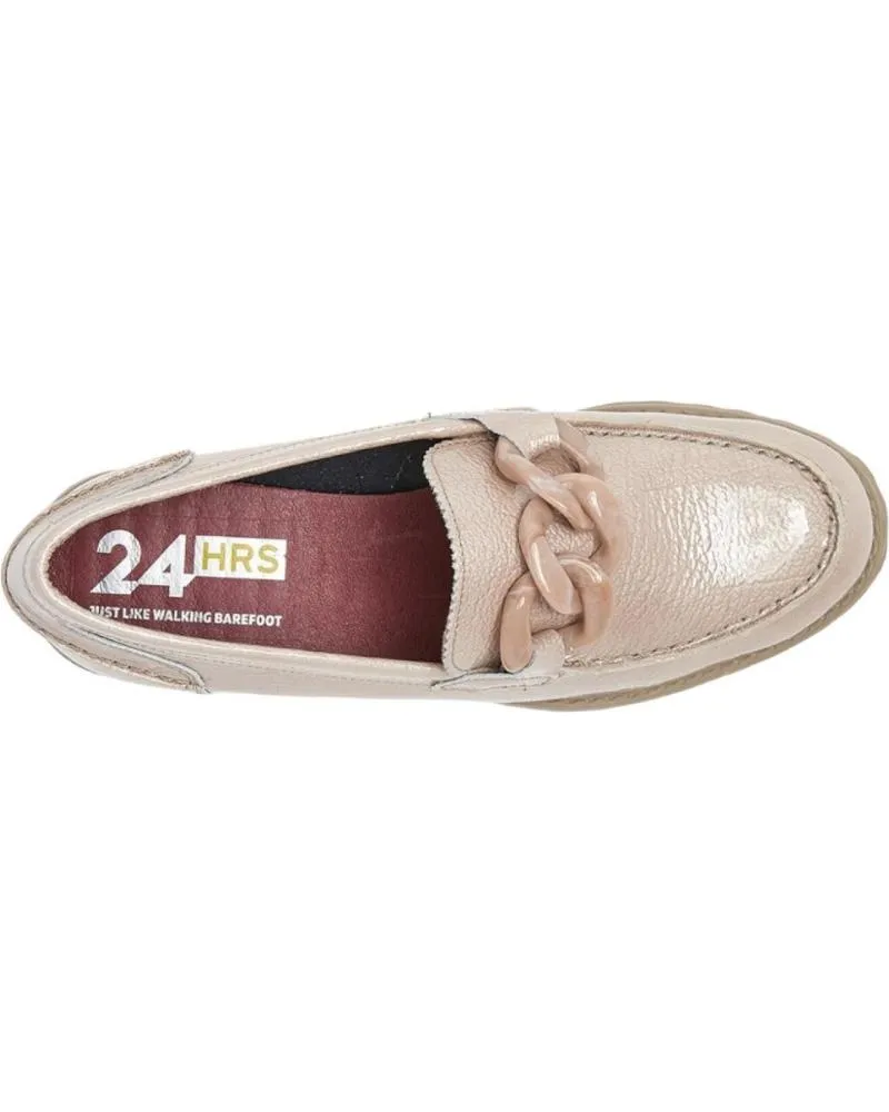 Zapatos de tacón de Mujer 24 HORAS MOCASIN CHAROL BEIGE 25847 LINO ROCK-S LINO